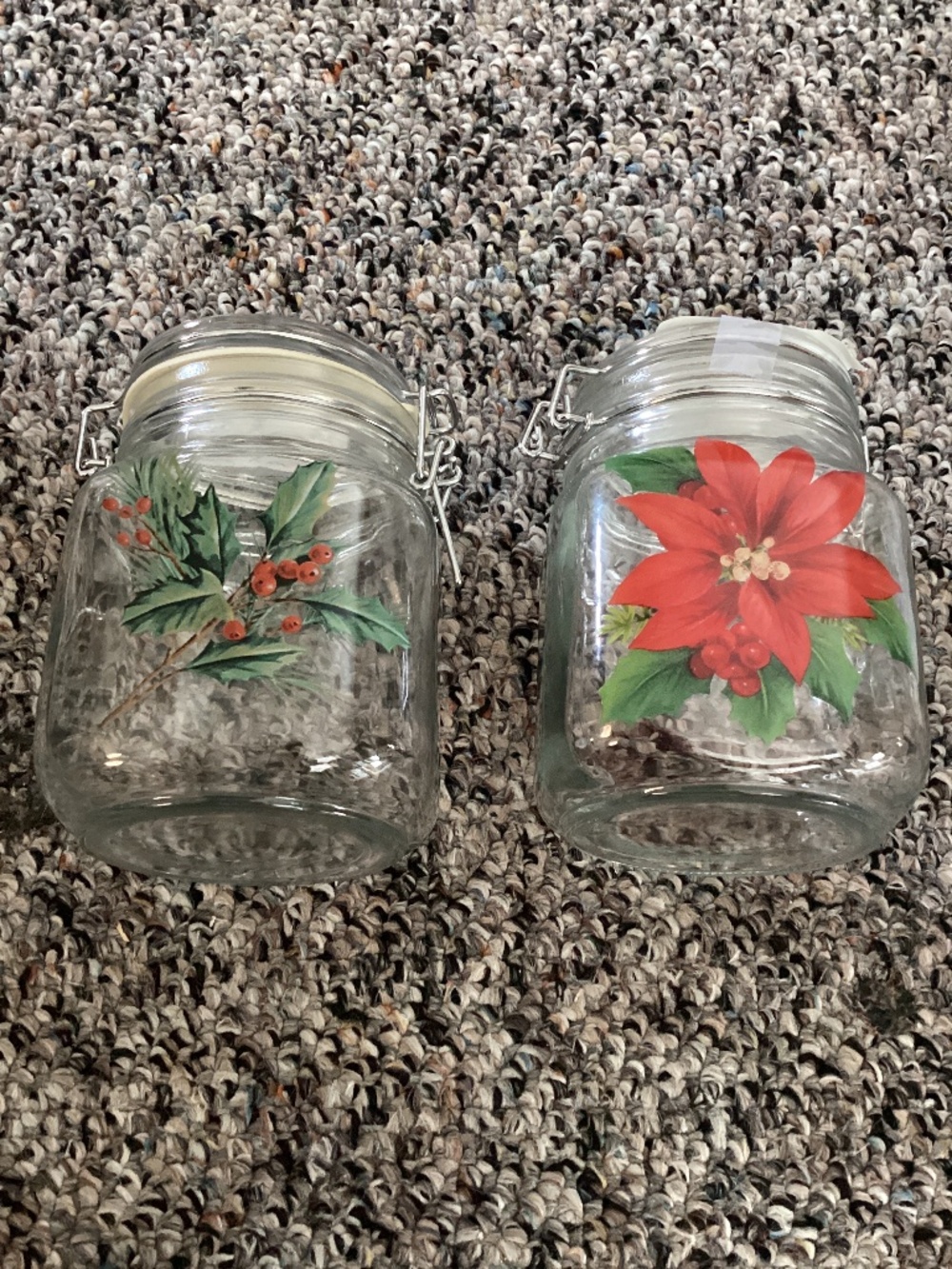 Two Decorative Holiday Jars
